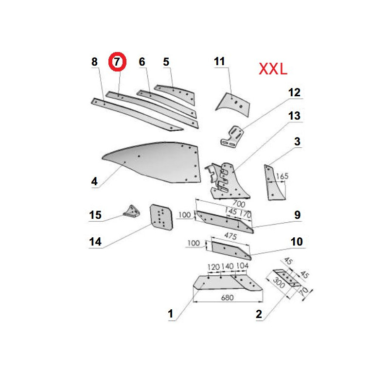 Listwa odkładni C prawa VIS/8 1067/95-003/0