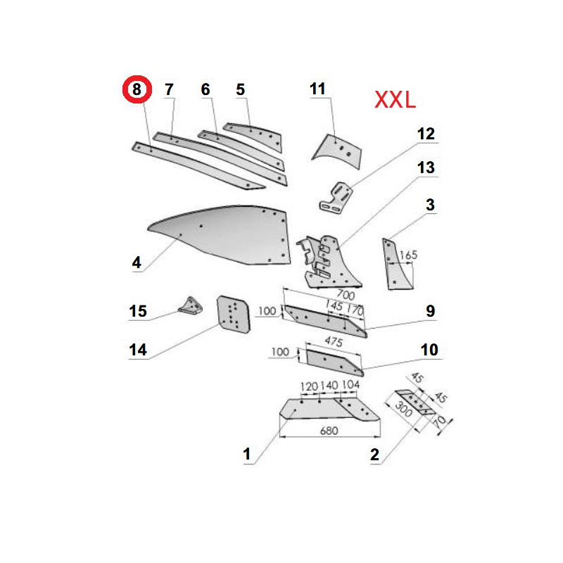 Listwa odkładni D prawa VIS/9 1067/95-004/0