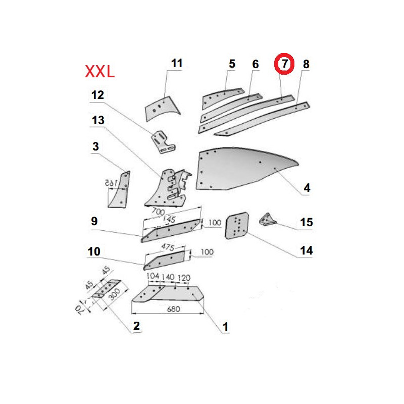 Listwa odkładni C lewa VIS/30 1067/96-003/0