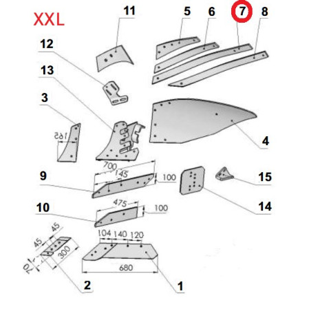 Listwa odkładni C lewa VIS/30 1067/96-003/0