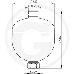 Akumulator hydrauliczny V 0,75L 250Bar 1 bez ciśnienia wstępnego azotu