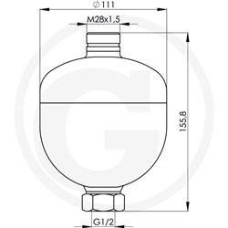 Akumulator hydrauliczny V 0,50L 250Bar 1 bez ciśnienia wstępnego azotu