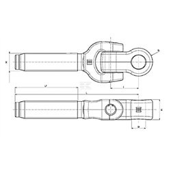 Główka widełki otwór /35,0mm/ gwint prawy 1i3/4"