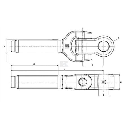 Główka widełki otwór /35,0mm/ gwint prawy 1i3/4"