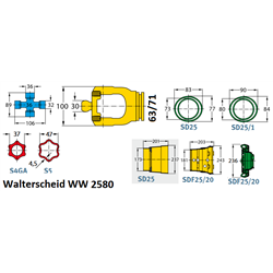 Przegub 2580 WG 1i3/8 Z6, 36x89/32x106, profil 37x51-S4