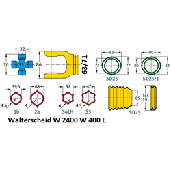 Widłak zew. ASGE serii 2400 1i⅜‘‘ Z21 krzyżaka 32x76, Walterscheid 35.83.32, 1133844