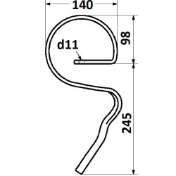 Ząb sprężysty 25x8 340/245 Rau, Kverneland Kverneland / Rau 9000012158011