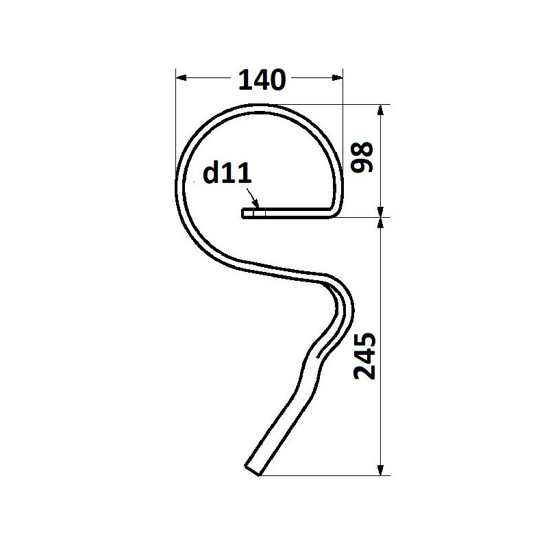 Ząb sprężysty 25x8 340/245 Rau, Kverneland Kverneland / Rau 9000012158011