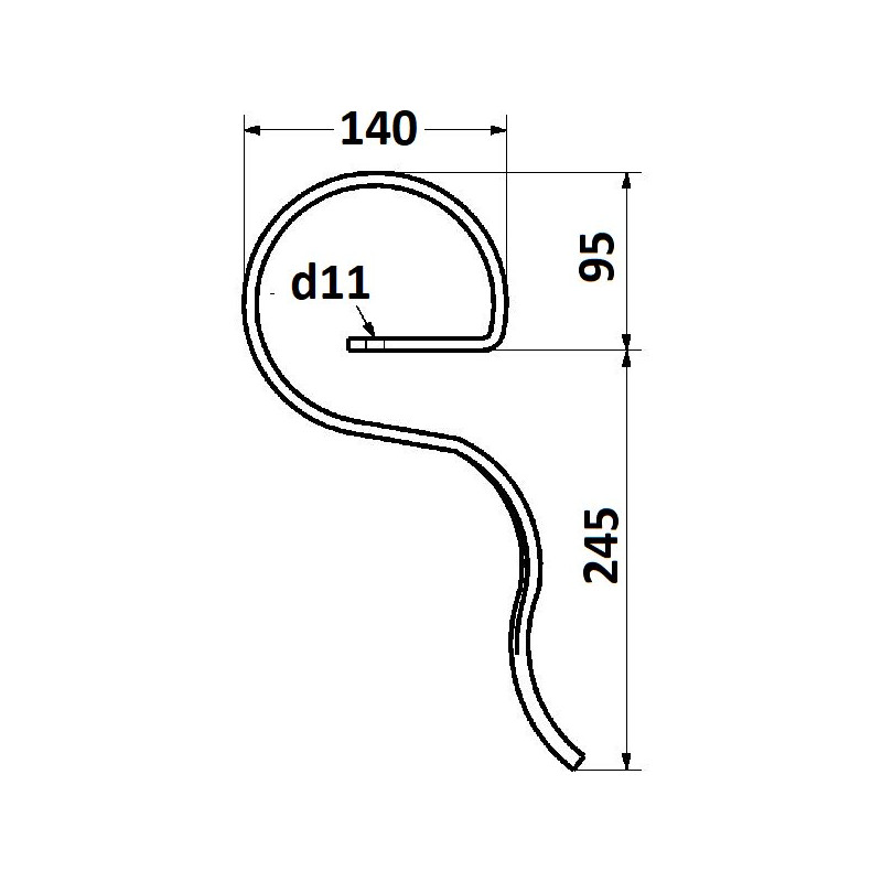 Ząb sprężysty 25x8 340/245 Rau, Kverneland Kverneland / Rau 9000007748005