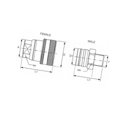 Szybkozłącza hamulcowe gniazdo gwint wewnętrzny M18x1,5-12L Faster 8716106440702