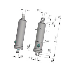 Siłownik teleskopowy 13T-2250 mm