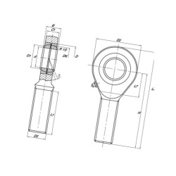 Ucho siłownika fi 20mm gwint zewnętrzny M20x1,5 R Mac Power 8719607107808