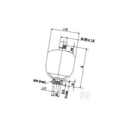 Akumulator hydrauliczny 0.5l 250/30 bar wew.1/2" BSP Parker C250ELM05021000AF