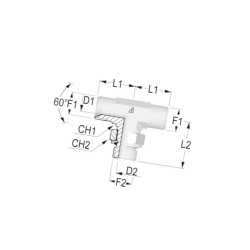 Przyłącze trójnikowe poziome, gwint przyłącza 3/8"BSP-gwint złącza 3/8"BSP Alfagomma 210MI06