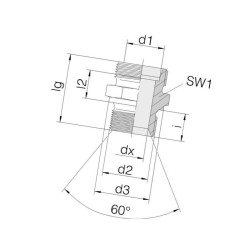 Przyłącze A, gwint przyłącza 3/4"BSP-gwint złącza 36x2,0 -28L Voss 10128LR34ACH60