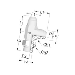 Przyłącze trójnikowe pionowe, gwint przyłącza 7/16"UNF-gwint złącza 7/16"JIC Alfagomma 214U0707