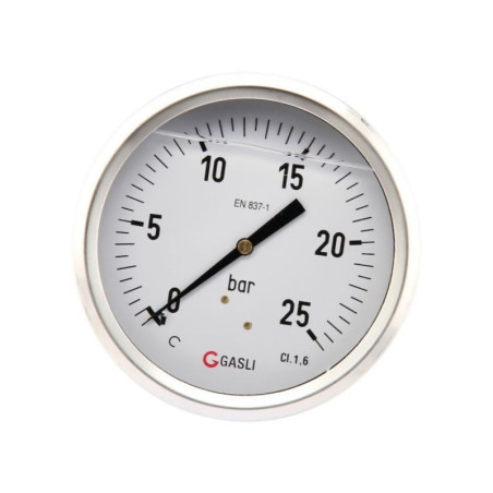 Manometr fi 100 0–25 bar 1/2" tył
