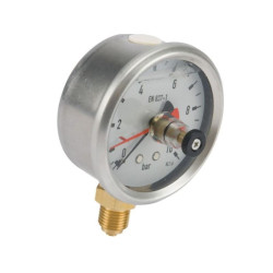 Manometr fi 63 0-10 bar, 1/4" dół, ze wskaźnikiem pamięci