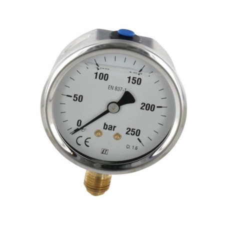 Manometr fi 63 0-250 bar, 1/4" dół