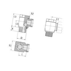 Przyłącze 90 stopni, gwint przyłącza 3/8"BSP-gwint złącza 18x1,5 -12L Voss 248S12LR38WD