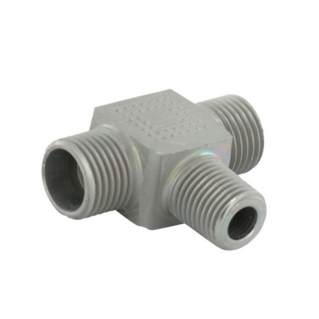 Przyłącze trójnikowe poziome, gwint przyłącza 1/4"BSPT-gwint złącza 16x1,5 -10L Voss 20110LRK14