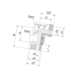 Przyłącze 90 stopni, gwint przyłącza R1/8"BSP-gwint złącza 12x1,5 -6L Voss 176C6LR18WD