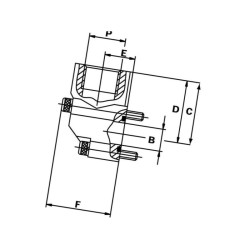 Kołnierz przyłączeniowy 40mm - 1/2"BSP, M6x 2szt, M6x -2szt, 2GB08 OMT