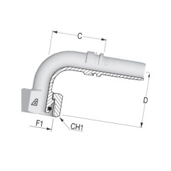 Końcówka DN40-M52x2,0-42L-90° PGLO405290 Alfagomma PGLO405290
