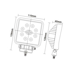 Lampa robocza kwadratowa LED, 24W 1920lm światło rozproszone