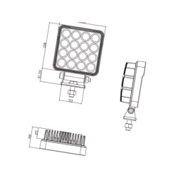 Lampa robocza kwadratowa LED, 25W 3040lm światło rozproszone