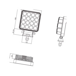 Lampa robocza kwadratowa LED, 25W 3040lm światło skupione