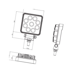 Lampa robocza kwadratowa LED, 15W 1710lm światło rozproszone