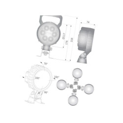 Lampa robocza okrągła LED, 25W 2000lm światło skupione