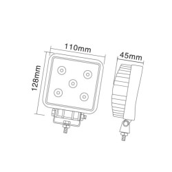 Lampa robocza kwadratowa LED, 15W 900lm światło rozproszone