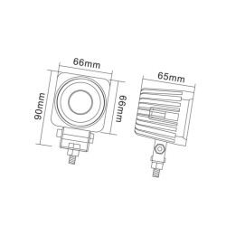 Lampa robocza kwadratowa LED, 10W 900lm światło rozproszone
