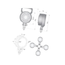 Lampa robocza okrągła LED, 24W 1500lm światło rozproszone