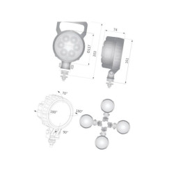 Lampa robocza okrągła LED, 25W 2000lm światło rozproszone