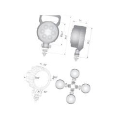 Lampa robocza okrągła LED, 24W 1500lm światło skupione