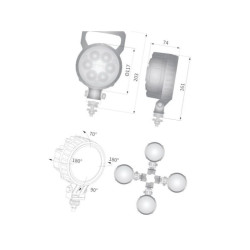 Lampa robocza okrągła LED, 25W 2000lm światło rozproszone