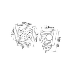 Lampa robocza kwadratowa LED, 60W 5400lm światło rozproszone