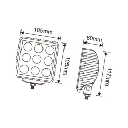 Lampa robocza LED, 27W 500lm niebieska światło skupione