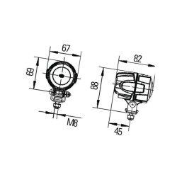 Lampa robocza LED okrągła , 15W 700lm Module 50 światło skupione Hella