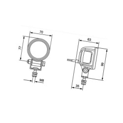 Lampa robocza LED okrągła , 5,5W czerwona Hella