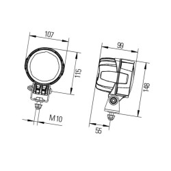 Lampa robocza LED okrągła , 36W 3400lm światło skupione Hella