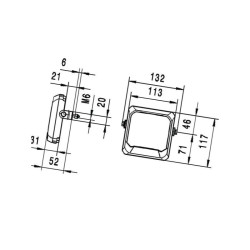 Lampa robocza LED kwadratowa, 7W 550lm Flat Beam Hella
