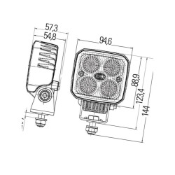Lampa robocza LED kwadratowa, 1200lm Hella