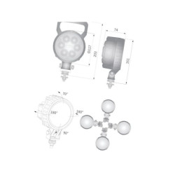 Lampa robocza okrągła LED, 29W 2500lm światło rozproszone