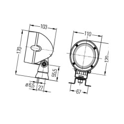 Lampa robocza okrągła H3 1GM996134171 Hella 9002920100076