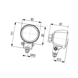 Lampa robocza kwadratowa H9, m 1G0996176671 Hella 9002920143745