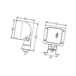 Lampa robocza kwadratowa H3, U 1GA007506012 Hella 9002920142045
